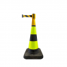 Pachołek żółto-czarny 75 cm z głowicą Topper z taśmą 3,0 m