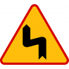A-4 Niebezpieczne zakręty - pierwszy w lewo - znak drogowy ostrzegawczy