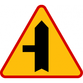 A-6c Skrzyżowanie z drogą podporządkowaną występującą po lewej stronie - znak drogowy ostrzegawczy