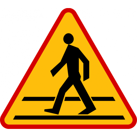 A-16 Przejście dla pieszych - znak drogowy ostrzegawczy