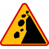 A-25 Spadające odłamki skalne - znak drogowy ostrzegawczy
